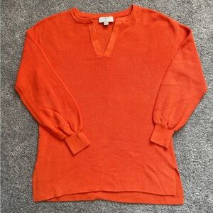 LOFT Bright Orange V-Neck Sweater